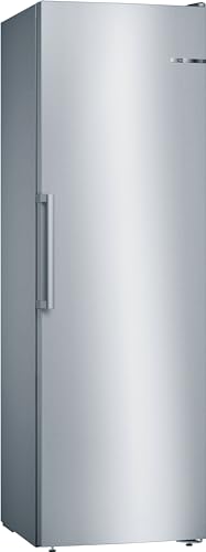 Bosch Serie 4 - Congelador Vertical NoFrost, alto 186 x ancho 60 cm, 242 L, Cajones BigBox para alimentos grandes, Sistema Multiairflow, Acero - GSN29VIEP