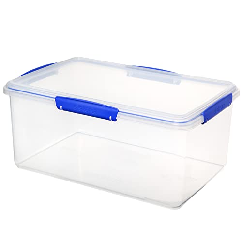 Sistema Contenedor de almacenamiento de alimentos KLIP IT | 9,6 L | Caja de alimentos para refrigerador/congelador apilable y hermética con tapa | plástico sin BPA | clips azules | 1 unidad