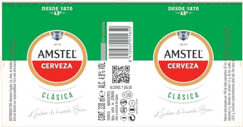 Amstel Clásica Cerveza Lager, Pack Lata, 24 x 33 cl