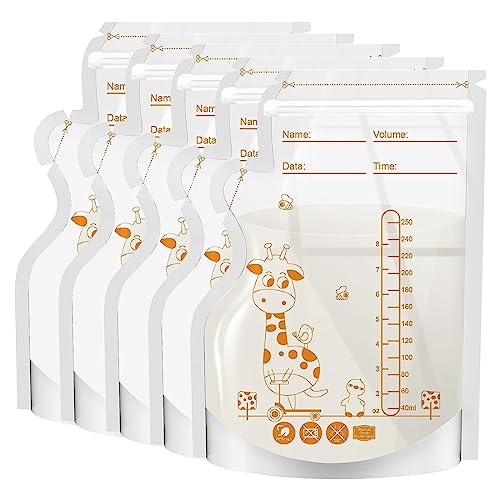 WJIAEER Paquete de 40 bolsas de almacenamiento de leche materna bolsas de congelador de leche materna bolsas de leche congelada gruesas bolsas de leche individuales congelables