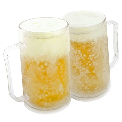 GOODS+GADGETS Taza de cerveza para congelar: Taza de hielo Frozen Mug vaso para beber de 0,4 litros 400 ml con batería de refrigeración para bebidas permanentemente heladas (1 Jarras de cerveza)