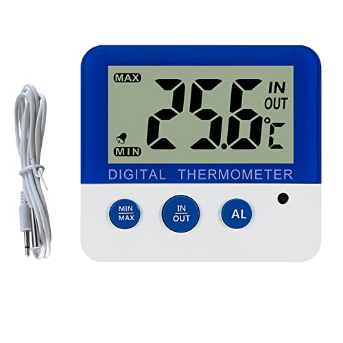 Digital congelador/refrigerador termómetro con imán y Stander Gellman Digital congelador termómetro con LED Indicador de alarma Max/Min congelador de memoria Termómetro