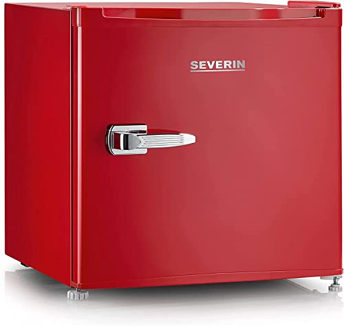 SEVERIN Mini frigorífico y congelador retro, nevera pequeña o mini congelador con regulación flexible de la temperatura, ideal para espacios pequeños, 31 litros, rojo, GB 8881