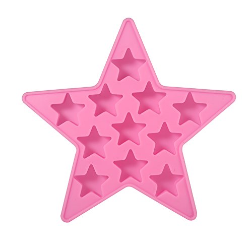 Cinco estrellas en forma de cubo de hielo de silicona fría bandeja de congelación herramientas para el club bar fiesta uso para hacer(rosa)