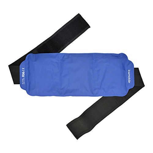 kwmobile Compresa de gel frío y caliente - Almohadilla ajustable reutilizable - Cinturón para calentar en microondas y enfriar en congelador - Azul