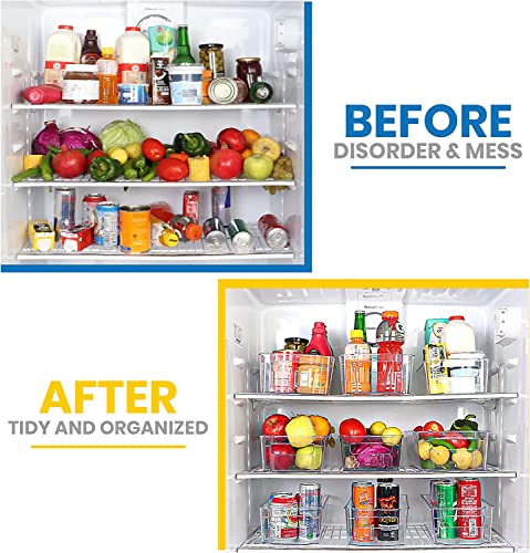 KICHLY Organizadores para la despensa - Juego de 8 -Compartimentos de almacenamiento para la cocina, despensa, armarios, encimeras y refrigerador - sin BPA (Transparente)