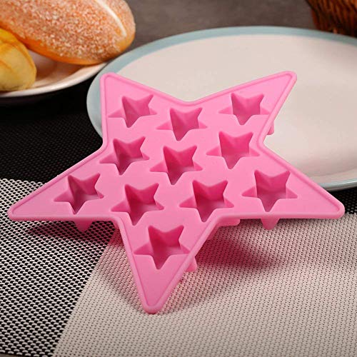 Cinco estrellas en forma de cubo de hielo de silicona fría bandeja de congelación herramientas para el club bar fiesta uso para hacer(rosa)