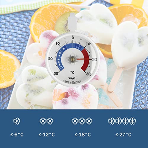 TFA Dostmann Termómetro de refrigeración analógico pequeño y práctico control para frigorífico o congelador (largo 72 x ancho 21 x alto 95 mm)