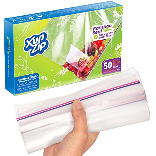50 Bolsas de Congelados para Almacenamiento de Alimentos de XupZip™ | 2,2 Litros | Bolsas Reutilizables, Plástico de Resistencia, Libres de BPA | Para Congelar Comida, con Sello y Fáciles de Abrir