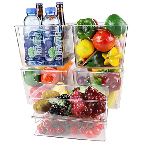 zzolee - Juego de 6 organizadores para frigoríficos, organizador de cocina incluye 4 cajas grandes y 2 pequeñas apilables, para frigorífico, despensa, congelador, armario, cajón - Libre de BPA