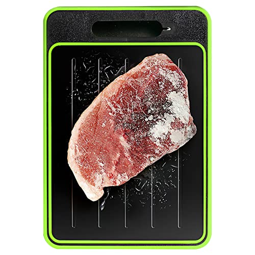 Frost Away - Tabla de cortar con función de descongelación, 4 en 1, con afilador de cuchillos integrado y rallador de especias, placa de descongelación rápida para alimentos, sin pérdida de sabor